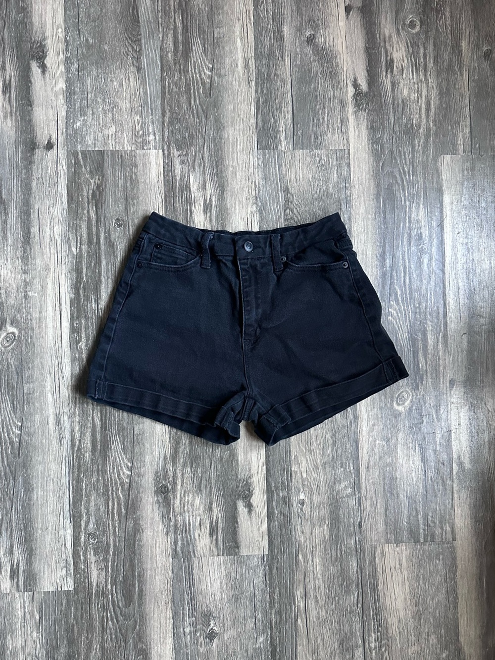 No Boundaries Black Stretch Denim Shorts Size 9 Black Denim